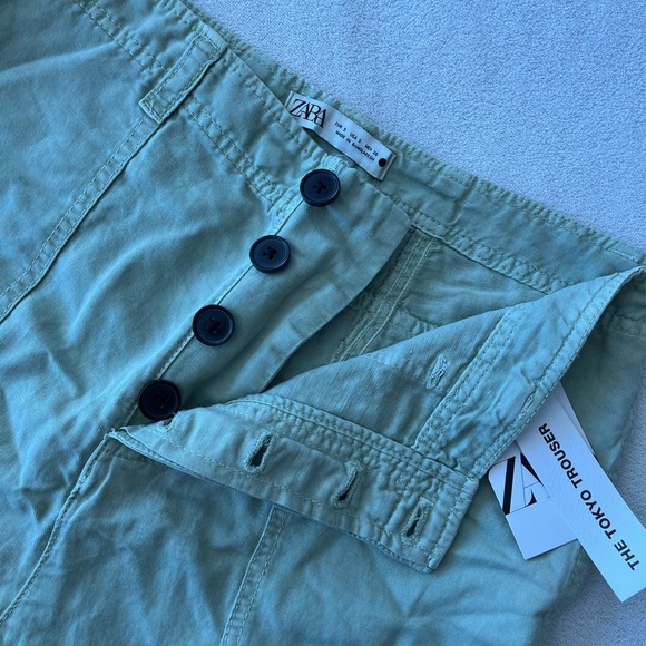NWT ZARA Tokyo Trouser Linen Blend High Waist S - Picture 7 of 11